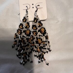 Avec Black and Gold Beaded Earrings
